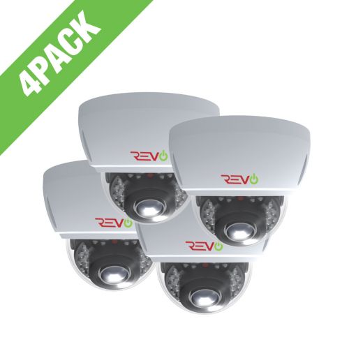 REVO Aero 5 Megapixel Vari-focal lens Indoor/Outdoor IR Vandal Dome Camera with 60 Siamese Cable (Pack of 4)