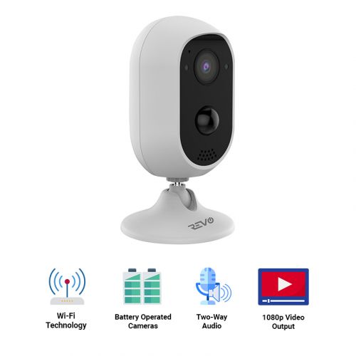 REVO Stand-Alone Wireless Battery Operated Full-HD 1080p Camera with Two-Way Audio & PIR Sensor, 32GB Micro SD Card