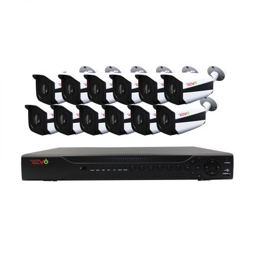 Aero HD 16 Ch. Video Security System with 12 Indoor/Outdoor 5 Megapixel Bullet Cameras