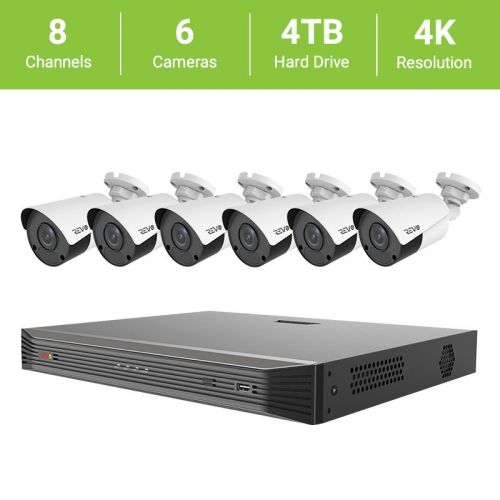 Revo 8-Channel True 4K SMART NVR HD Surveillance System with 4TB HDD and 6 x 4K HD Bullet Cameras