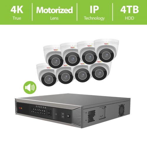 REVO ULTRA PLUS 16CH 4K NVR, 4TB, 8x 4K Motorized Lens Audio Capable Cameras