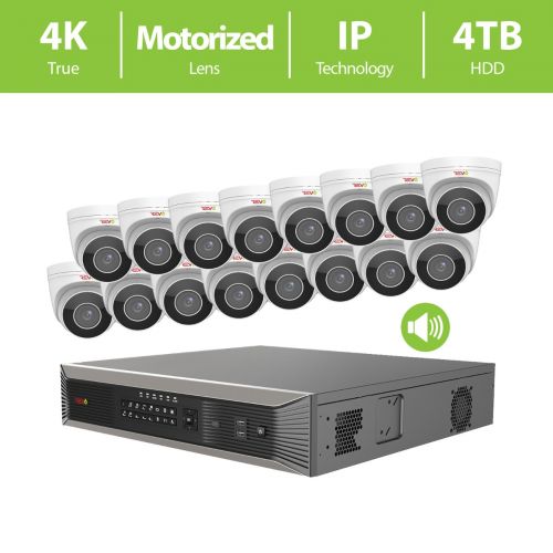 REVO ULTRA PLUS 16CH 4K NVR, 4TB, 16x 4K Motorized Lens Audio Capable Cameras