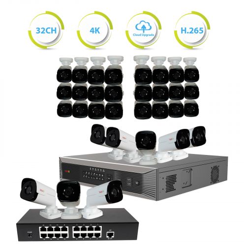 Ultra Plus HD 32 Ch. 8TB NVR Surveillance System with 32 Bullet Cameras